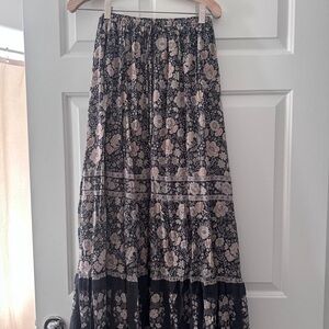 Floral Black and Pink Maxi Skirt